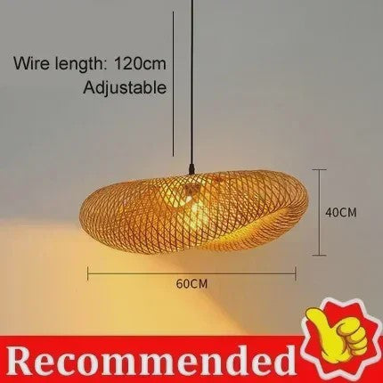 Handgemaakte Bamboe Woven Hanglamp - Vintage Stijl voor Woonkamer & Eetkamer (40-80cm)
