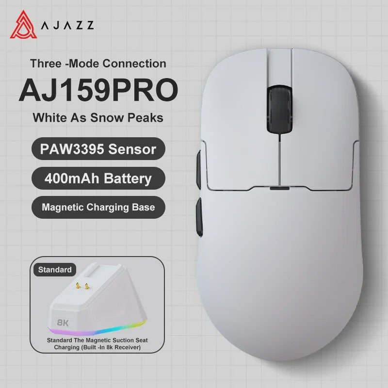 Ajazz AJ159 PRO/APEX Gaming Muis: 8000Hz, PAW3950 Sensor, Kleurenscherm Dock