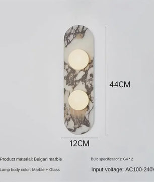 Luxe Marmeren Wandlamp met LED en Natuursteen - Sfeervolle Verlichting voor Woonkamer, Hal of Slaapkamer