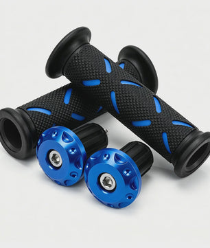 Set Motor Stuurhandvatten 22mm - Antislip Rubber & Aluminium Eindkappen