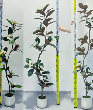 Kunst Magnolia Boom met Witte Pot - 150/180/210cm - Luxe Kunstplant voor Binnen
