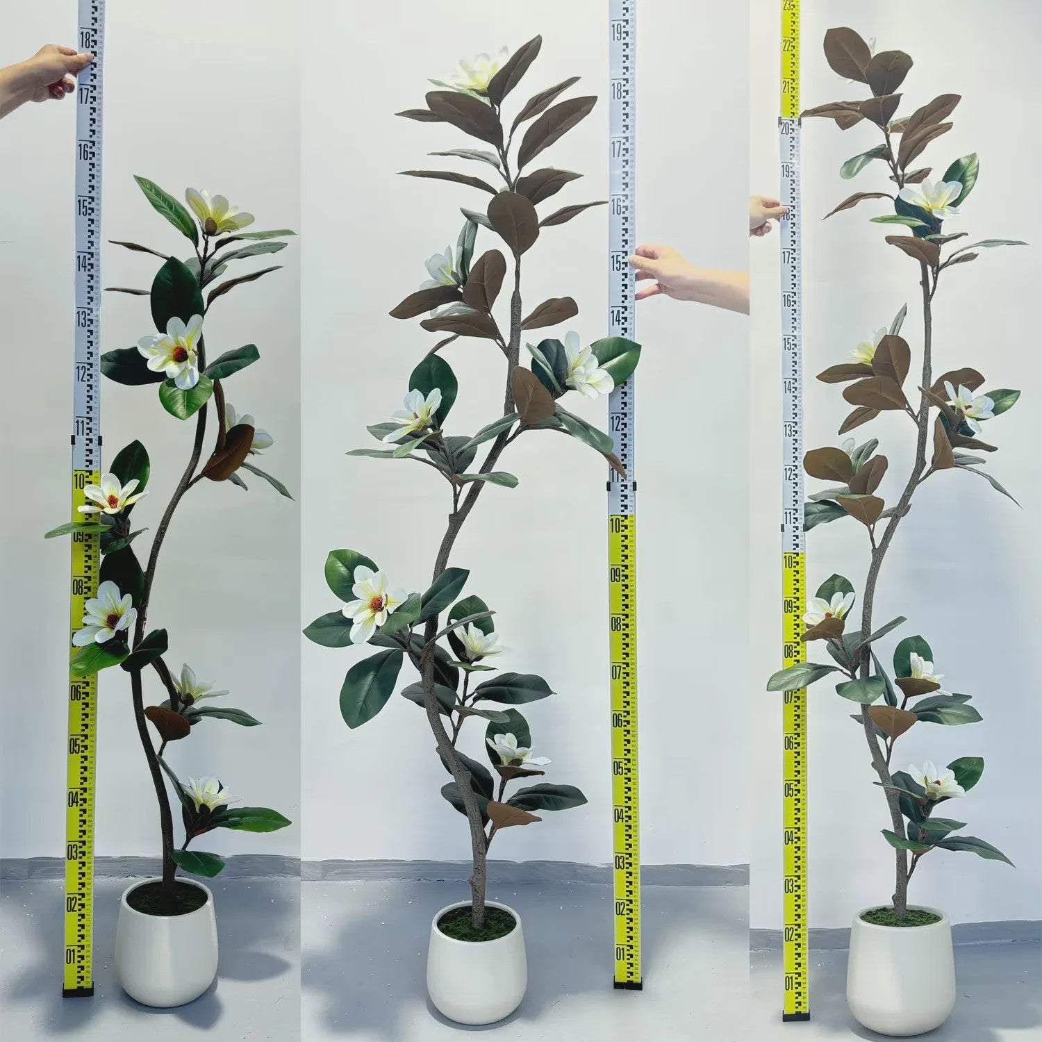 Kunst Magnolia Boom met Witte Pot - 150/180/210cm - Luxe Kunstplant voor Binnen