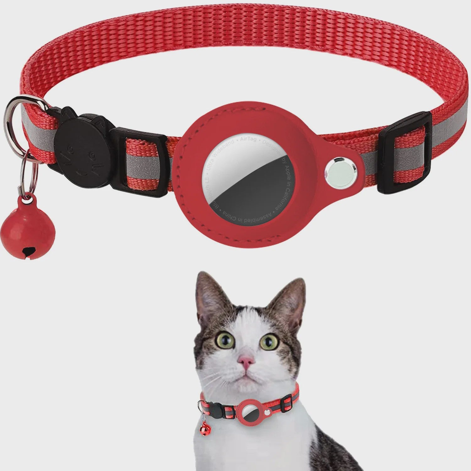 Veiligheids Halsband voor Katten met AirTag Houder - Verstelbaar, Reflecterend & Waterdicht