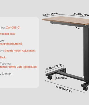Verstelbare Bedtafel met Wieltjes - Laptop Bureau voor Thuiswerken en Studeren