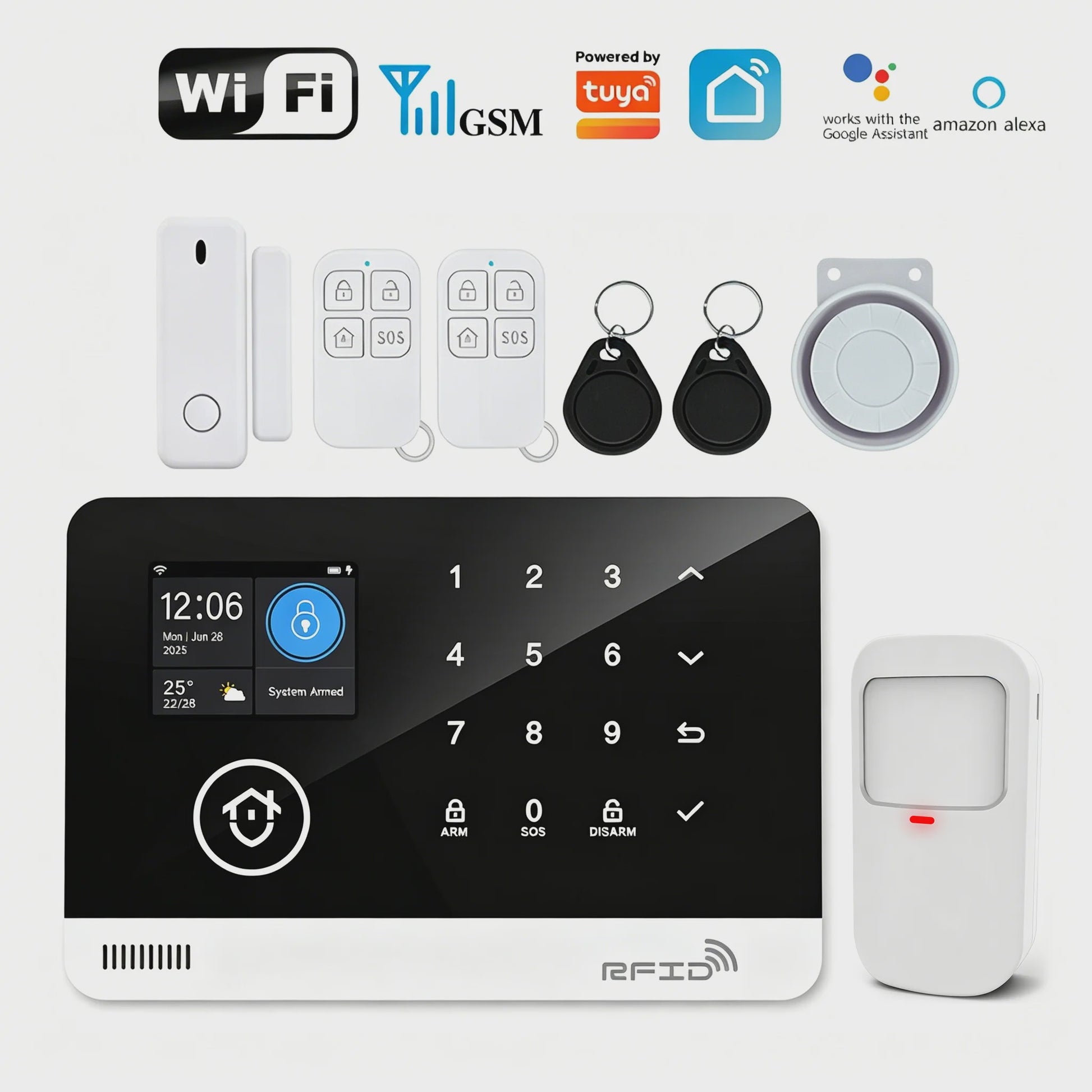Slim Home Alarm Systeem met WiFi/GSM, Tuya App & 120dB Sirene