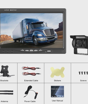 7" HD Draadloze Achteruitrijcamera met Nachtzicht en Waterdichte Monitor voor Vrachtwagen & Bus