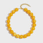 Bohemian Resin Kralen Ketting - Statement Choker met Dubbele Kleuren