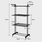 3-Laags Kledingrek op Wielen - Dubbele Stang, Opvouwbaar Droogrek voor Binnen & Buiten - 75x64x170cm