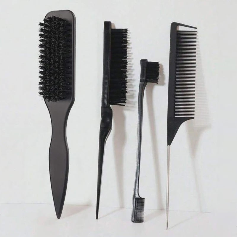 Professionele Haarborstel Set: Voor Sleeke Kapsels, Glad Maken van Baby Hairs & Touperen