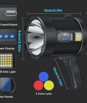Krachtige Oplaadbare LED Spotlight 900.000 Lumen met Solar & Powerbank Functie
