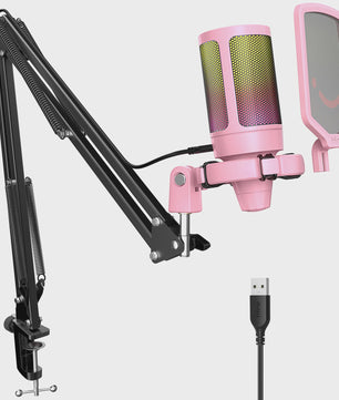 FIFINE A6T Gaming USB Microfoon Set met Arm Stand, RGB & Mute Functie