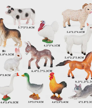 Set van 12 Boerderijdieren Speelgoed Figuren - Paard, Koe, Hond, Kip, Eend, Schaap