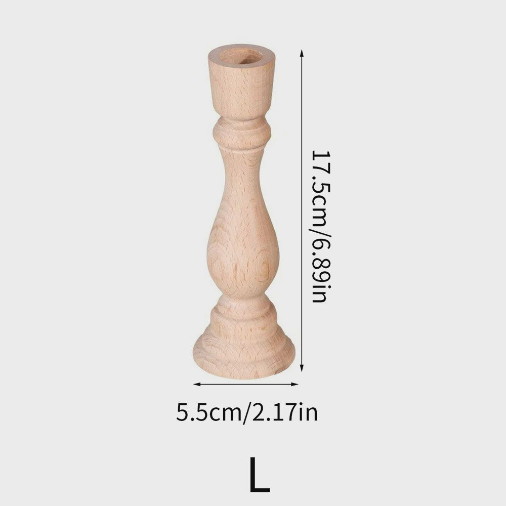 Set Houten Kandelaars - Onbehandeld Hout voor Tafeldecoratie, Bruiloft & Feest