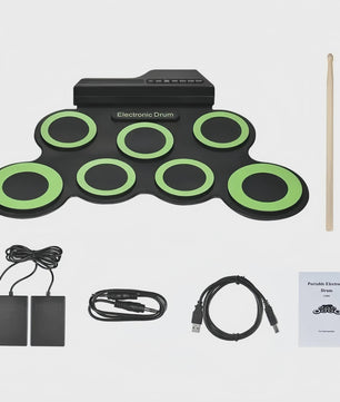 Compacte USB Roll-Up Elektronische Drumstel Set met 7 Pads, Drumstokken en Voetpedaal - Ideaal voor Beginners
