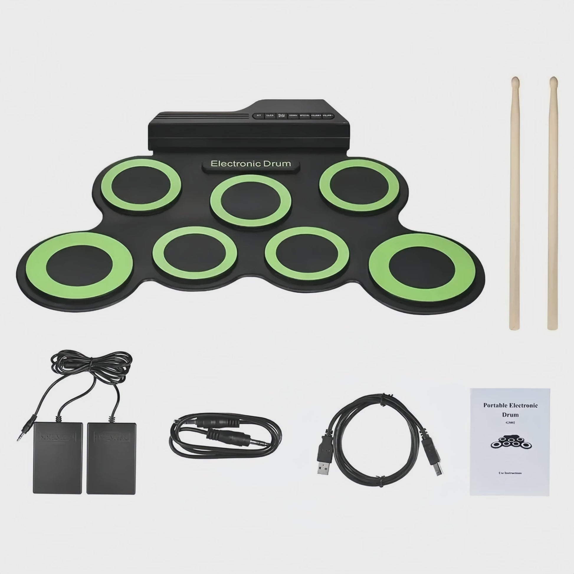 Compacte USB Roll-Up Elektronische Drumstel Set met 7 Pads, Drumstokken en Voetpedaal - Ideaal voor Beginners