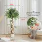 Kunst Ficus Boom met Gebogen Stam en Witte Pot - Realistische Zijde Plant voor Binnen & Buiten