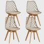 Moderne Eetkamerstoelen Set (4/6 stuks) - Mesh Rug, Houten Poten & Gestoffeerde Zitting