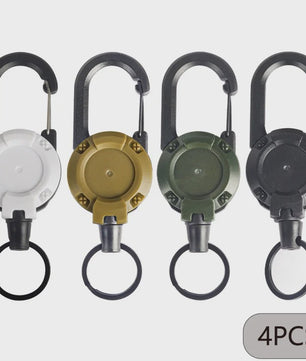Robuuste Intrekbare Sleutelhanger met Karabijnhaak - Ideaal voor ID-badges, Sleutels & Outdoor
