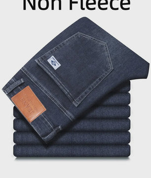 Herens Jeans: Losse Straight Leg Pasvorm met Retro Washed Look - Elastisch & Warm voor Elk Seizoen