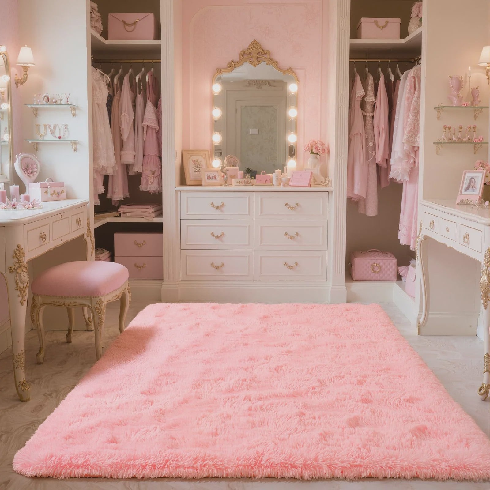 VIKAMA Pluche Vloerkleed - Zacht, Antislip & Decoratief voor Woonkamer, Kinderkamer & Badkamer
