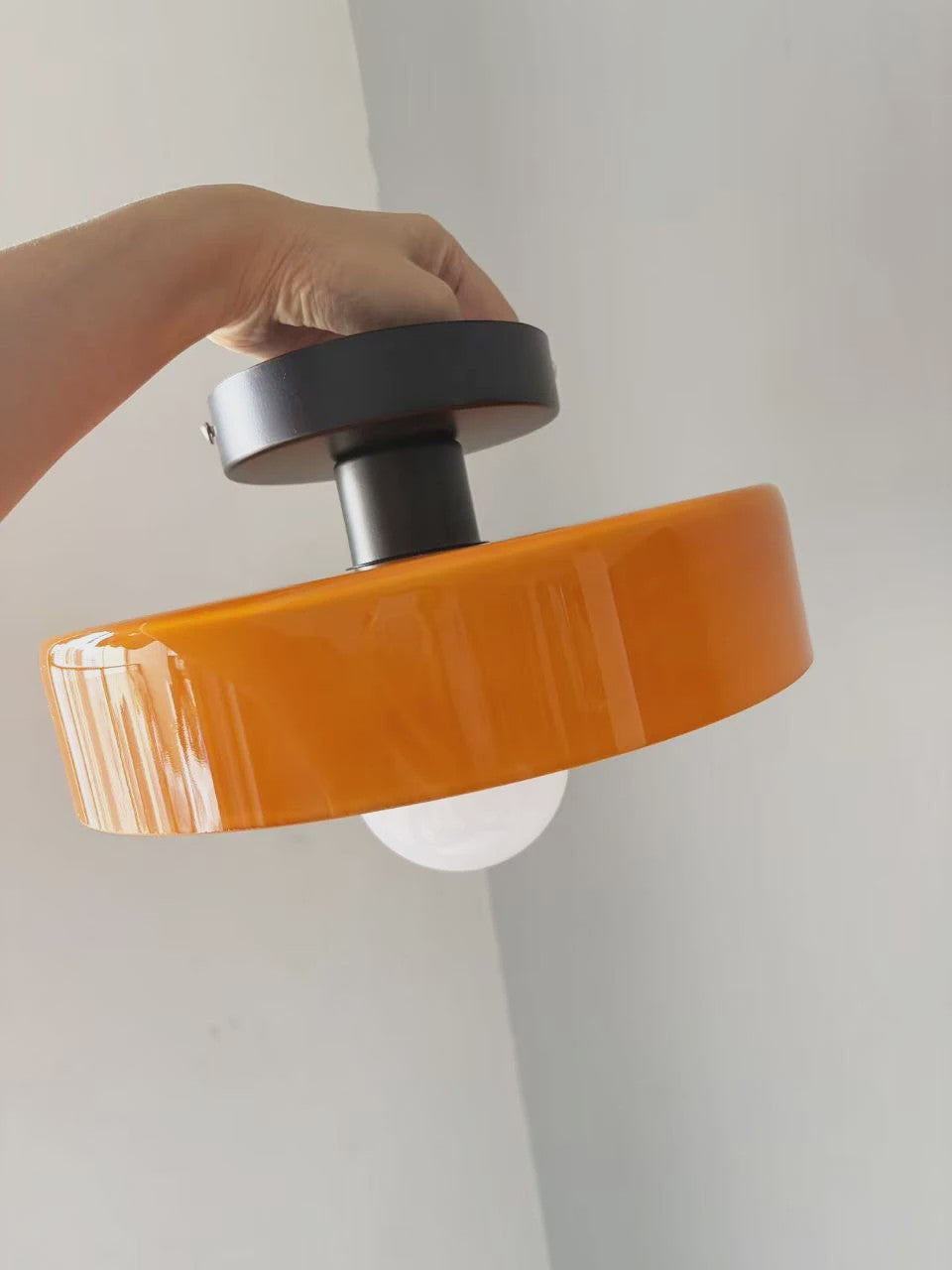 Nordic Vintage Glazen Plafondlamp / Wandlamp 25cm - Stijlvolle Verlichting voor Hal, Woonkamer & Slaapkamer