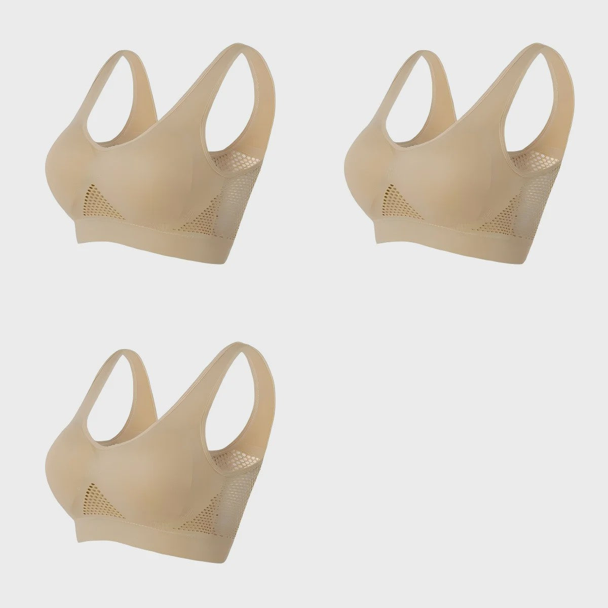 3-Pack Ademende Seamless Sport BH met Vulling - Plus Size & Draadloos - S-6XL
