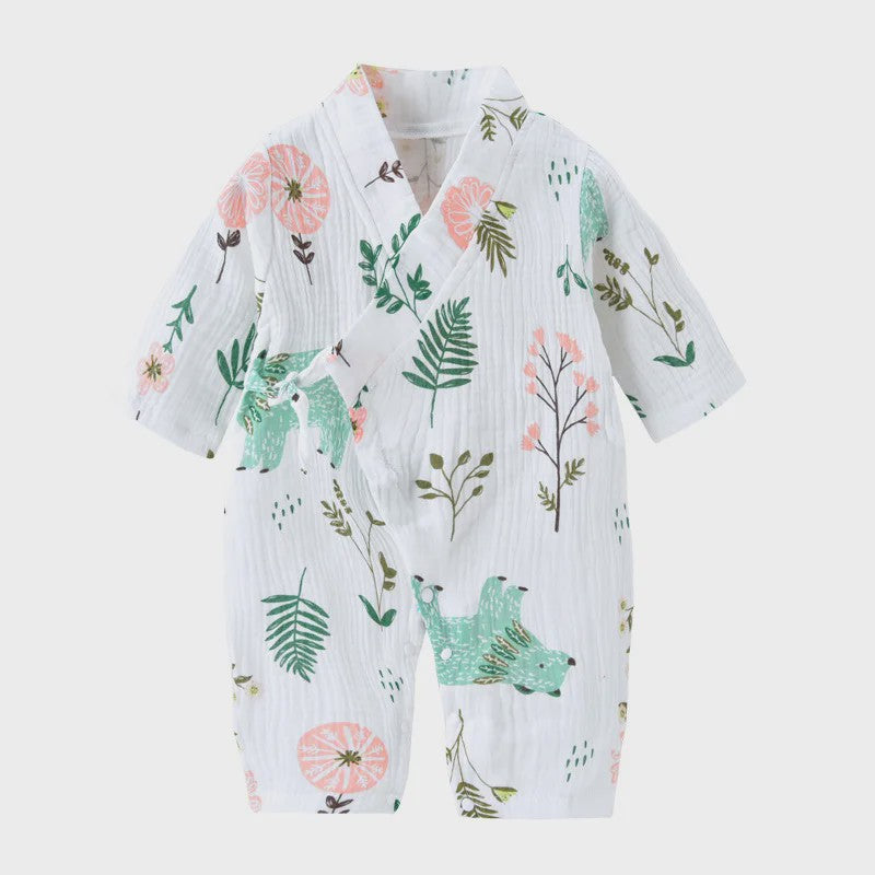 Mousseline Katoen Romper met Lange Mouwen voor Baby's (0-24M) - Unisex Jumpsuit voor Jongens & Meisjes