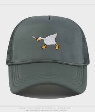 Unieke Geborduurde Baseball Cap met Gans Patroon - Casual Stadsstijl