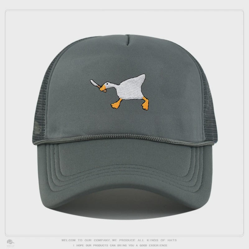 Unieke Geborduurde Baseball Cap met Gans Patroon - Casual Stadsstijl