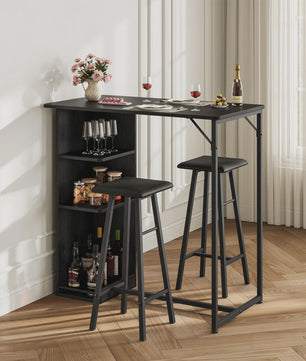 3-delige Bartafel Set met 2 Krukken en Opbergruimte - Compact Keukenmeubel