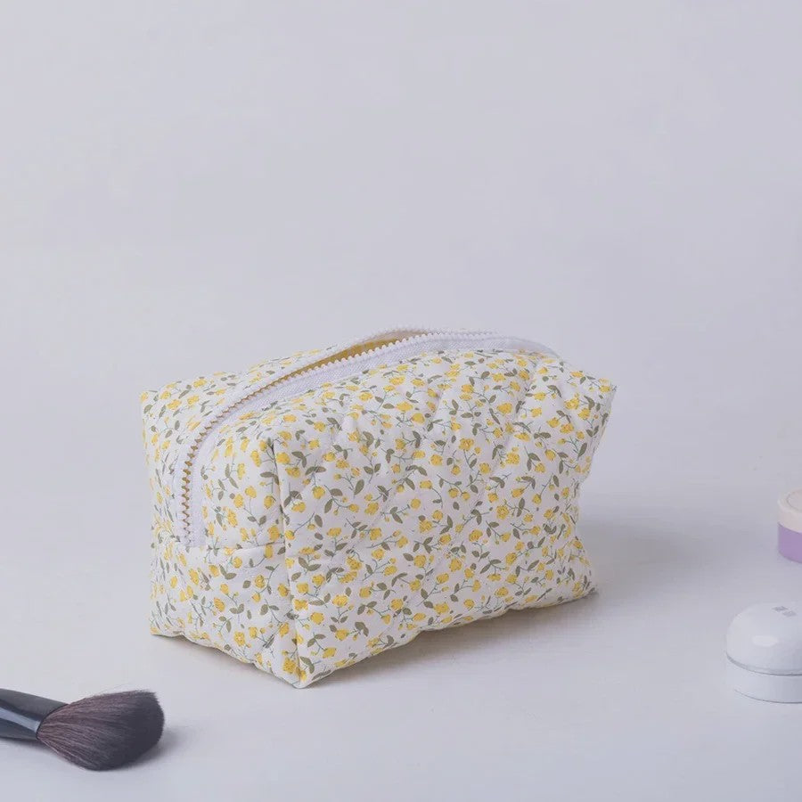 Gewatteerde Make-uptas met Bloemenprint - Ruime Toilettas en Opbergorganizer voor Reizen