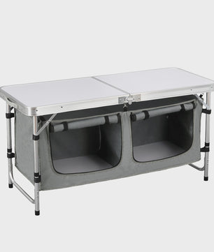 WOLTU Aluminium Vouwbare Picknicktafel met Opbergvakken en In hoogte Verstelbare Poten