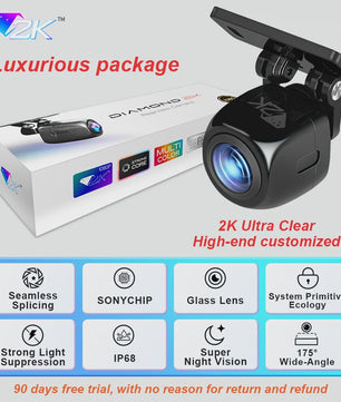 Full HD 1920x1080P Auto Camera met 200° Fisheye Lens, HDR & Nachtzicht - Voor- en Achteruitrijcamera