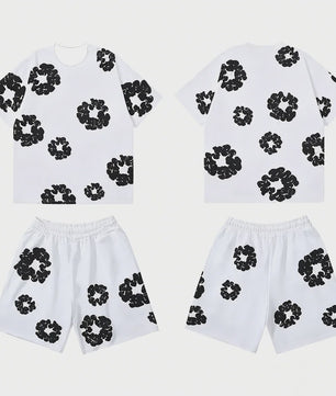 Zomer Hip Hop Print Korte Mouw Set - Casual Outfit & Familie Matching