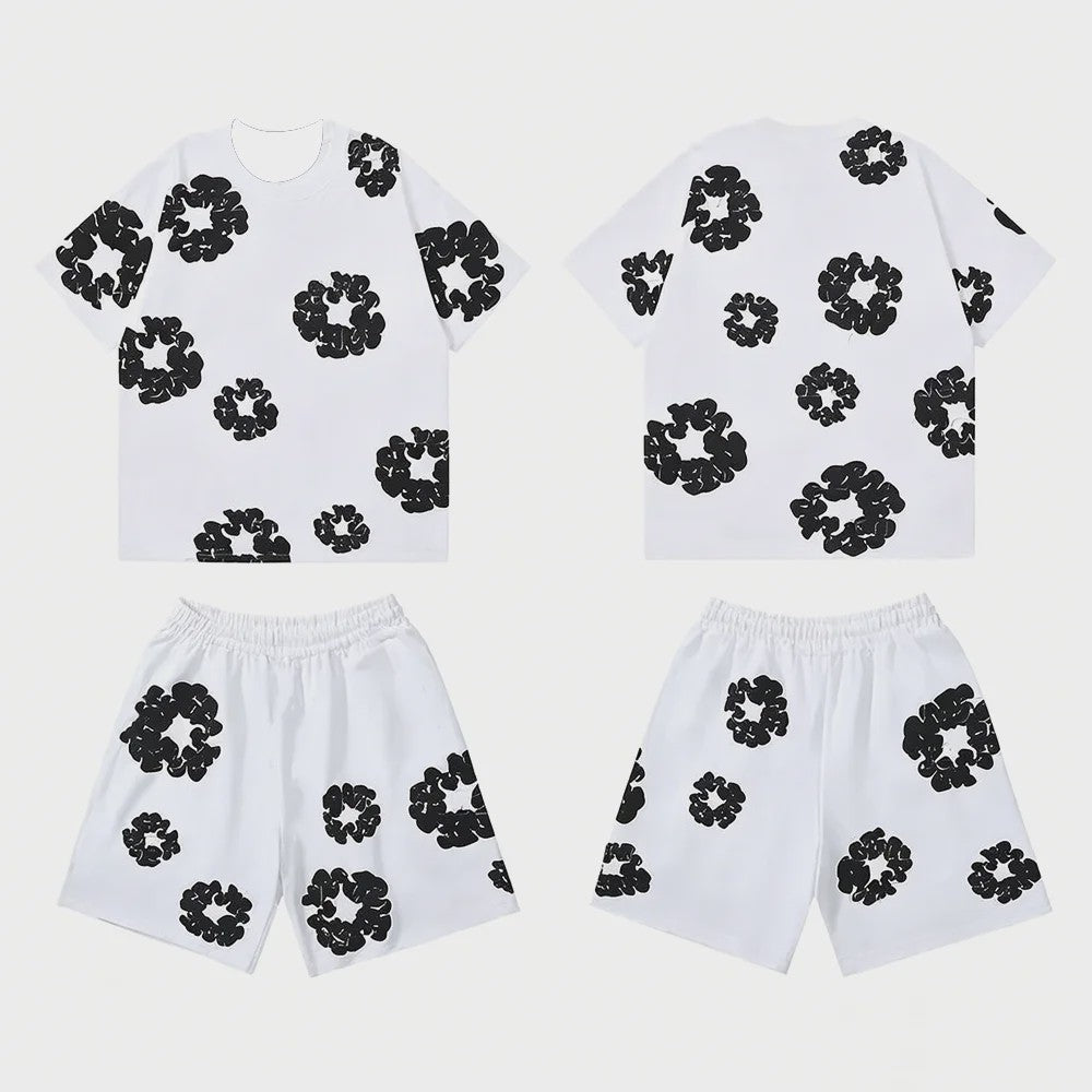 Zomer Hip Hop Print Korte Mouw Set - Casual Outfit & Familie Matching
