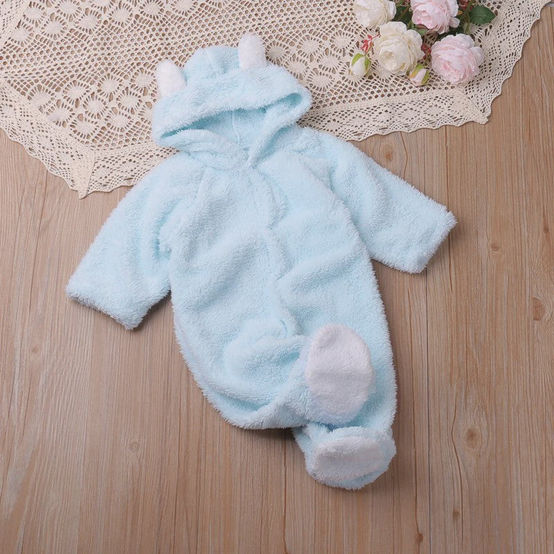 Schattige Baby Romper met Berenoren - Winter Jumpsuit voor Jongens & Meisjes