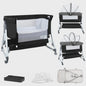 Baby Co-sleeper Wieg 2-in-1 met Wielen, 6 Hoogte-instellingen en Klamboe