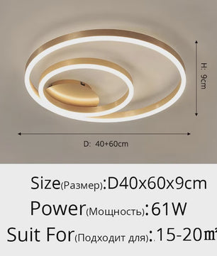 Moderne LED Plafondlamp 3 Cirkels - Goud/Koffie - Woonkamer & Slaapkamer