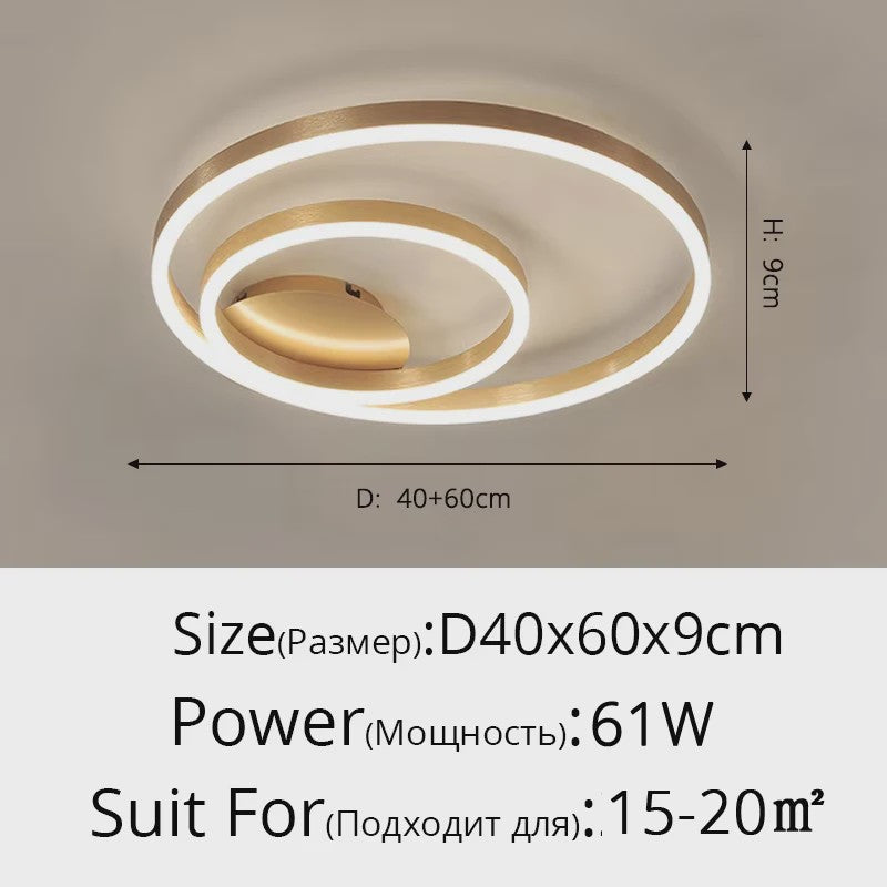Moderne LED Plafondlamp 3 Cirkels - Goud/Koffie - Woonkamer & Slaapkamer