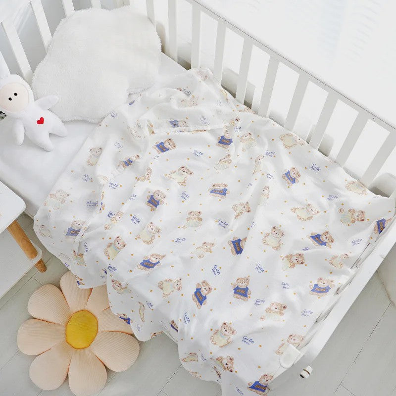 Dubbellaags Bamboe Katoen Muslin Baby Dekentje - Ademend en Multifunctioneel