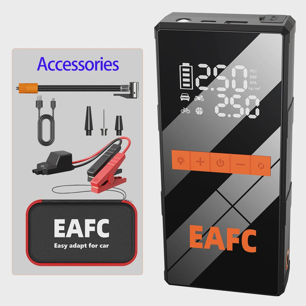 EAFC 4-in-1 Auto Startkabel Compressor: Jump Starter, Powerbank, Bandenpomp & LED
