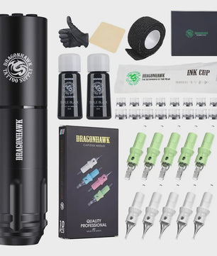 Dragonhawk A1 Draadloze Tattoopen Kit - Dual Modes, 1600mAh Batterij, 3.5mm Slag