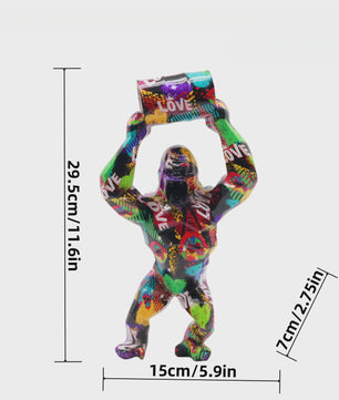 Creatieve Gorilla Beeldje met Graffitikunst - Unieke Woondecoratie