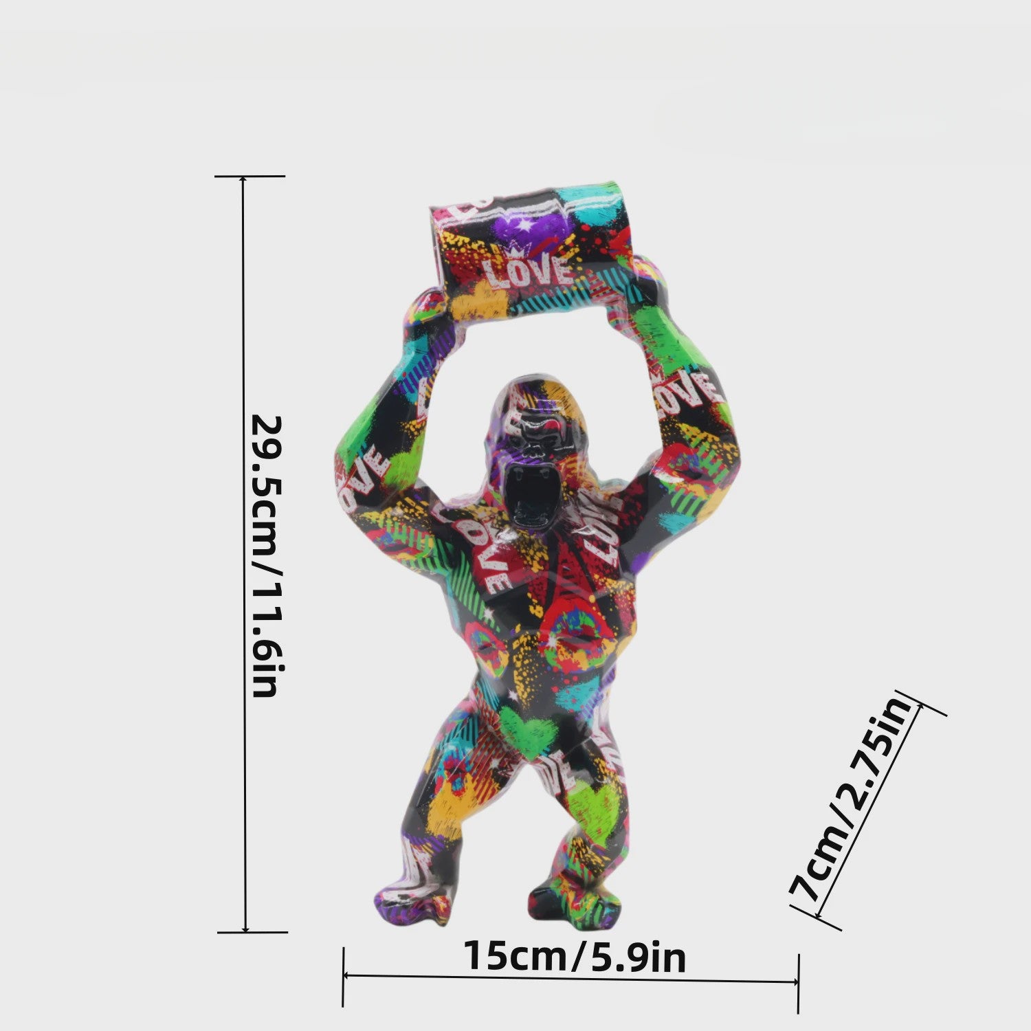 Creatieve Gorilla Beeldje met Graffitikunst - Unieke Woondecoratie