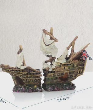 Uniek Scheepswrak Aquarium Decoratie - Verzonken Piratenschip Vistank Ornament