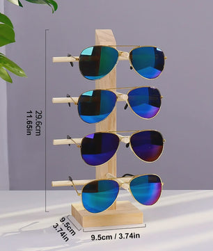Houten Brillen Display Standaard - 5 Lagen Opbergrek voor Zonnebrillen en Optische Brillen