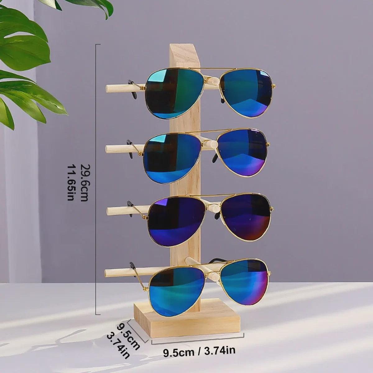 Houten Brillen Display Standaard - 5 Lagen Opbergrek voor Zonnebrillen en Optische Brillen