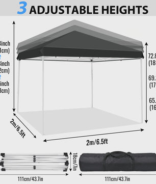Pop-up Gazebo Tent 3x3M - UV & Regenbestendig, Verstelbare Hoogte, Inclusief Draagtas