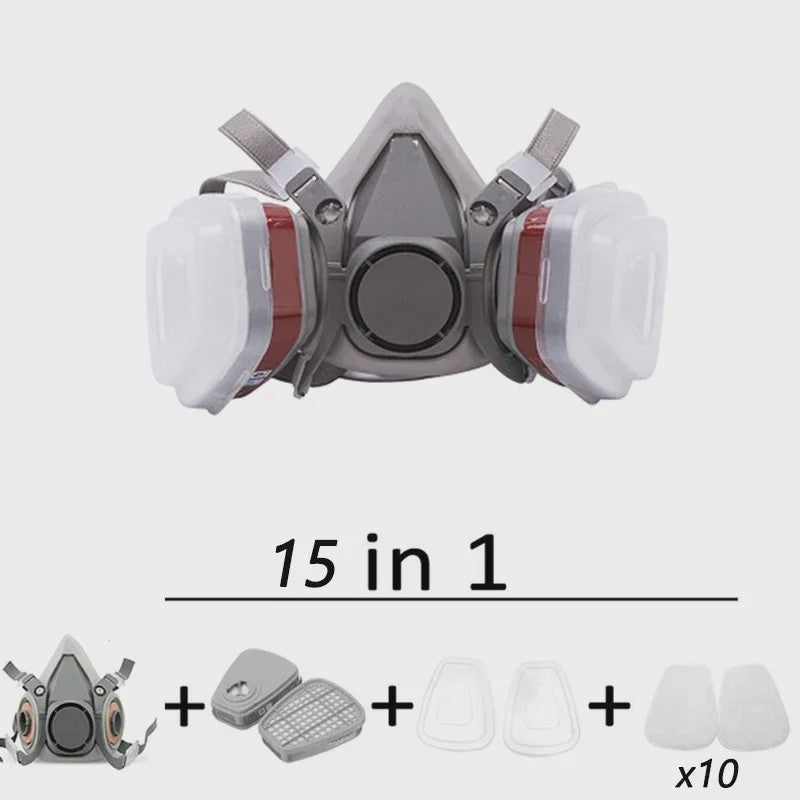 Industrieel Halfgelaatsmasker met Goggles en Filters voor Verf, Chemische Dampen en Stof