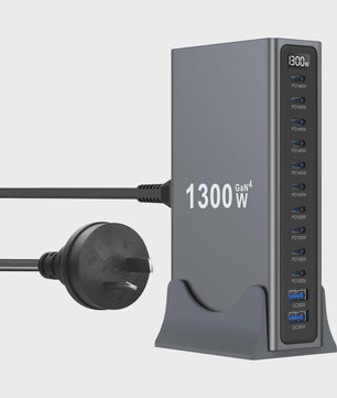 1300W GaN Desktop Snellader Station met Meerdere USB-C Poorten voor Laptops, Tablets & Smartphones
